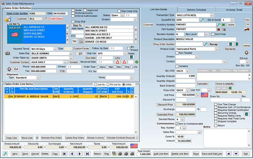 Sales Orders Screen