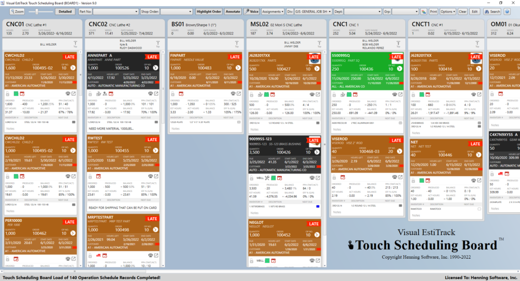 Touch Scheduling Board Screen